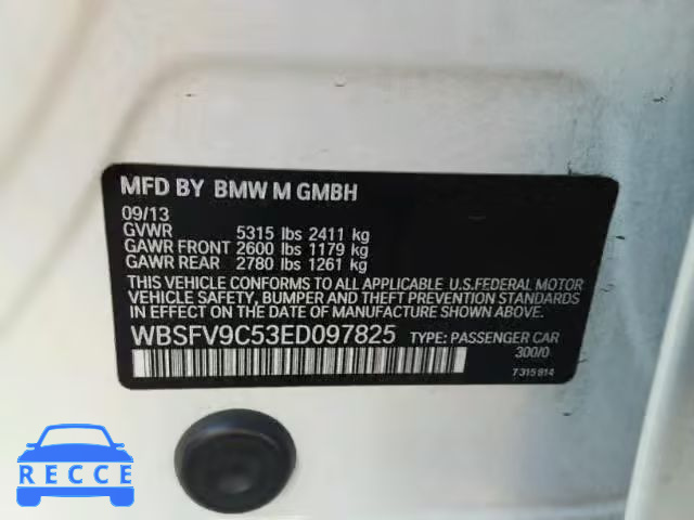 2014 BMW M5 WBSFV9C53ED097825 зображення 9
