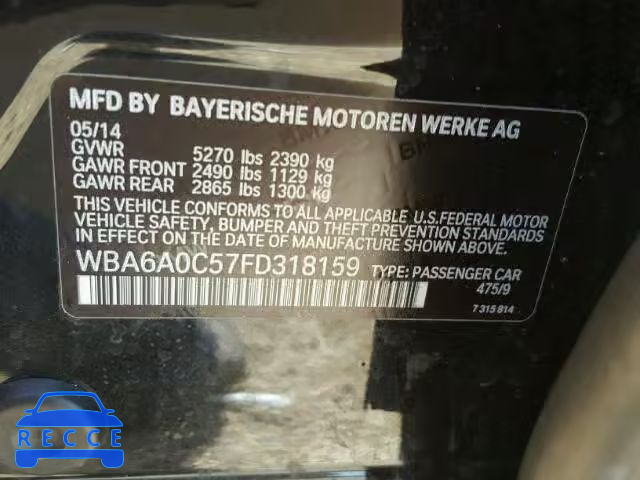 2015 BMW 640 WBA6A0C57FD318159 зображення 9