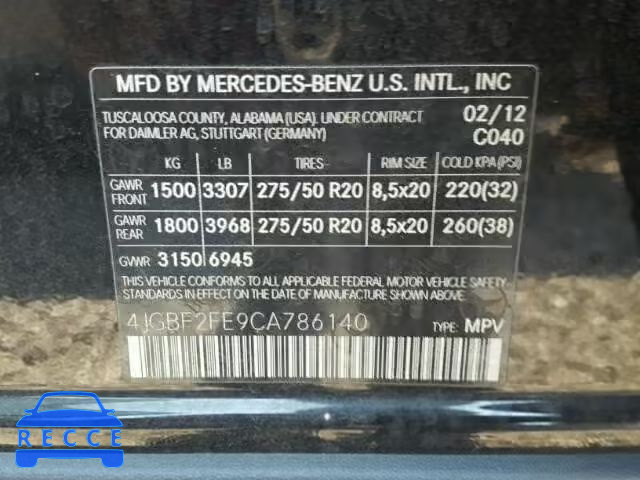 2012 MERCEDES-BENZ GL 350 BLU 4JGBF2FE9CA786140 зображення 9