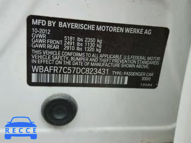 2013 BMW 535 I WBAFR7C57DC823431 зображення 9