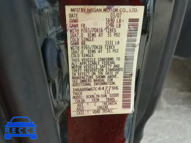 2007 NISSAN FRONTIER K 1N6AD06W67C447796 зображення 9