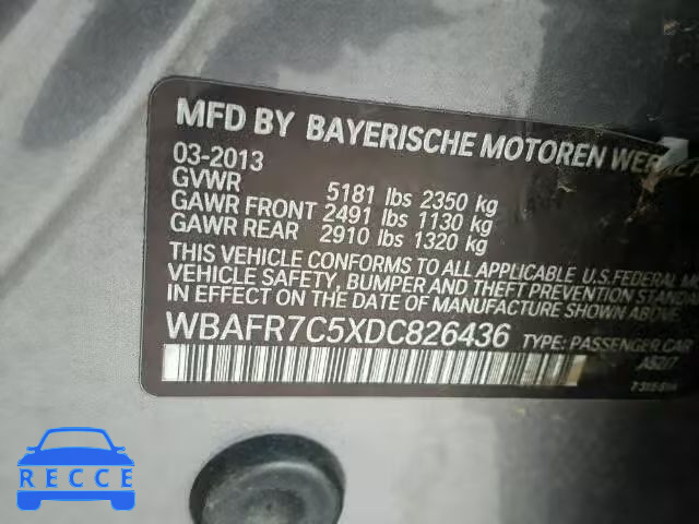 2013 BMW 535 I WBAFR7C5XDC826436 зображення 9
