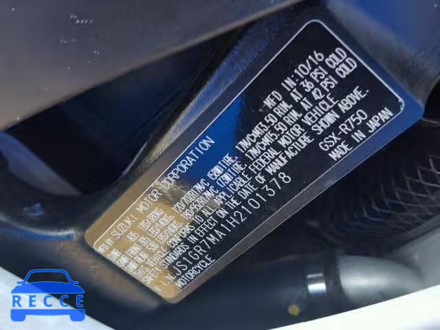 2017 SUZUKI GSX-R750 JS1GR7MA1H2101378 image 9