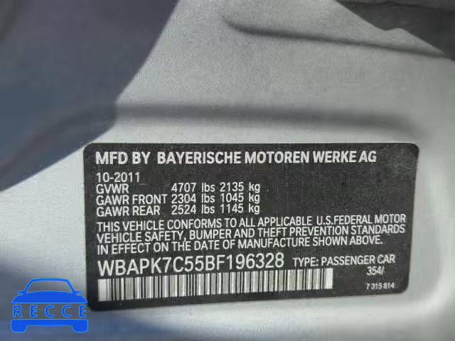 2011 BMW 328 XI WBAPK7C55BF196328 Bild 9