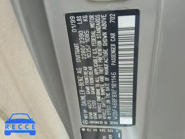 1999 MERCEDES-BENZ SL 500 WDBFA68F8XF181146 image 9