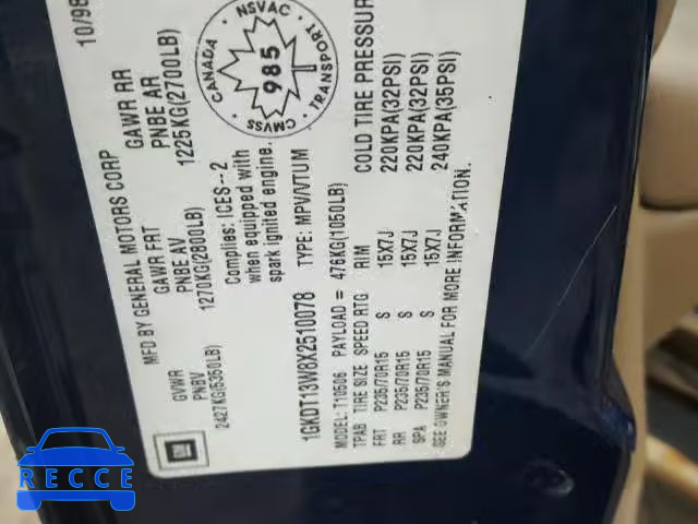 1999 GMC ENVOY 1GKDT13W8X2510078 image 9