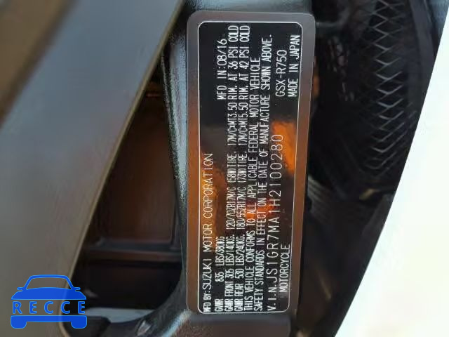 2017 SUZUKI GSX-R750 JS1GR7MA1H2100280 image 9