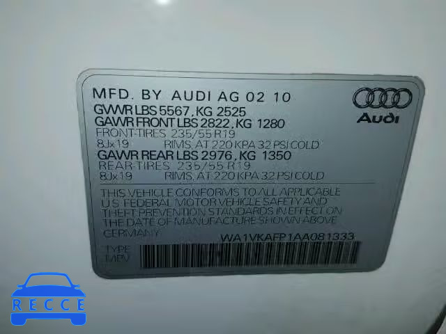 2010 AUDI Q5 PRESTIG WA1VKAFP1AA081333 image 9