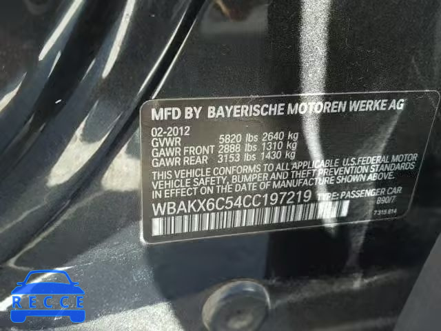 2012 BMW 750 I WBAKX6C54CC197219 зображення 9