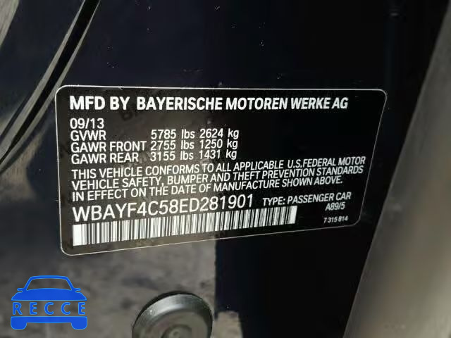 2014 BMW 740 LXI WBAYF4C58ED281901 image 9