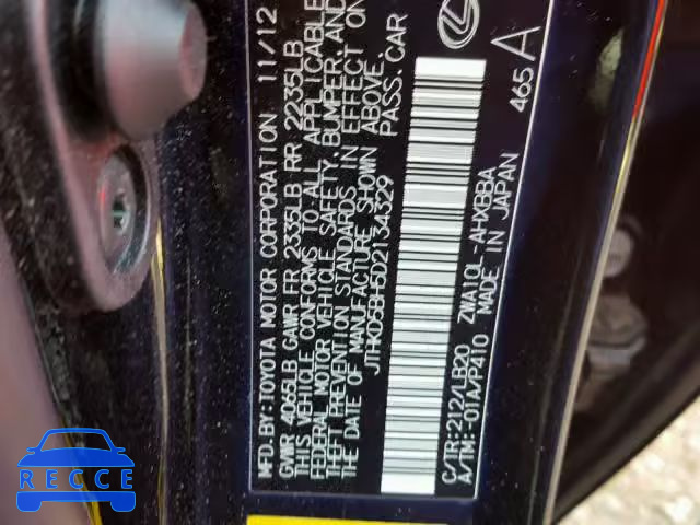 2013 LEXUS CT 200 JTHKD5BH5D2134329 Bild 9
