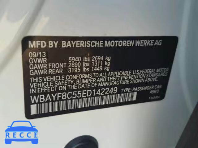 2014 BMW 750 WBAYF8C55ED142249 зображення 9