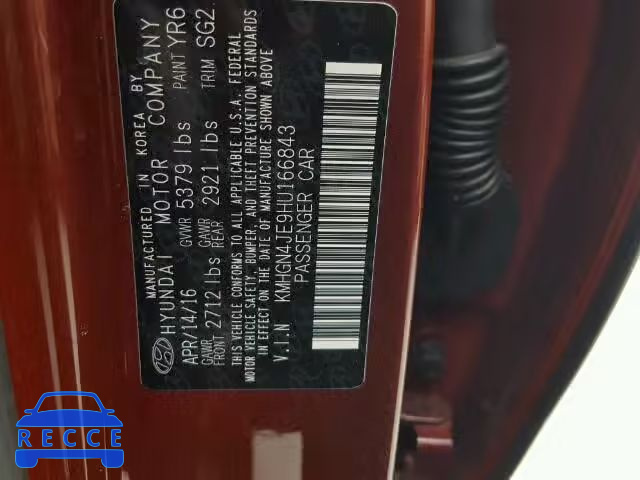 2017 GENESIS G80 BASE KMHGN4JE9HU166843 Bild 9