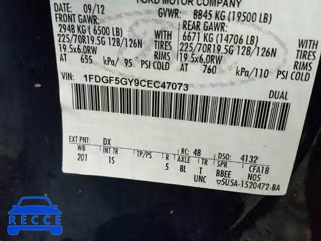2012 FORD F550 SUPER 1FDGF5GY9CEC47073 image 9