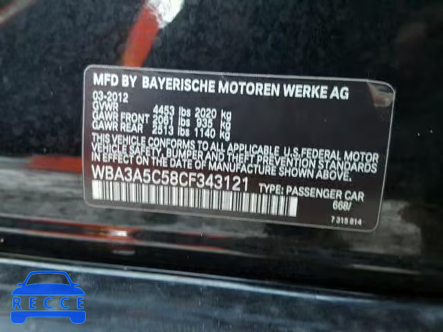 2012 BMW 328 I WBA3A5C58CF343121 image 9