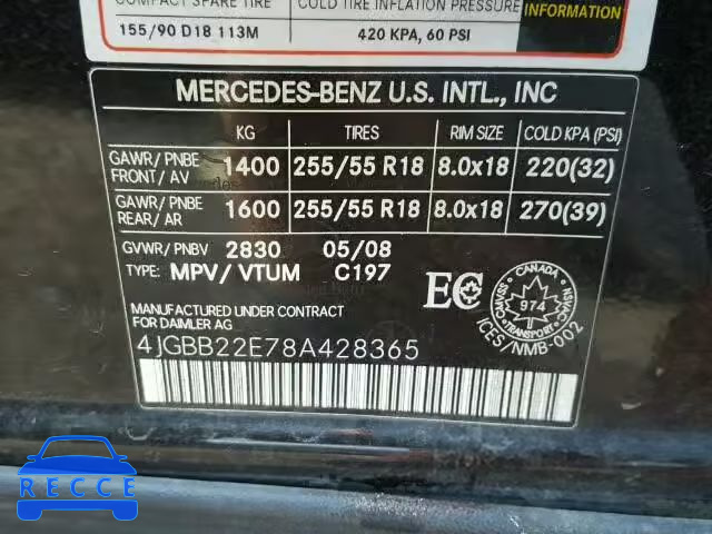 2008 MERCEDES-BENZ ML 320 CDI 4JGBB22E78A428365 Bild 9