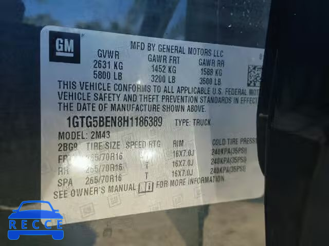 2017 GMC CANYON 1GTG5BEN8H1186389 image 9