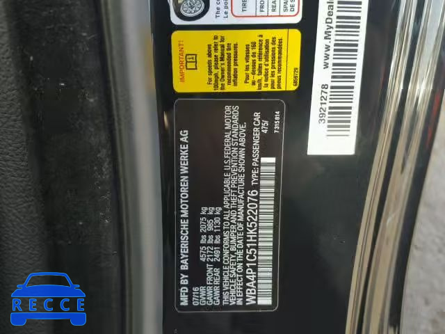 2017 BMW 440I WBA4P1C51HK522076 image 9