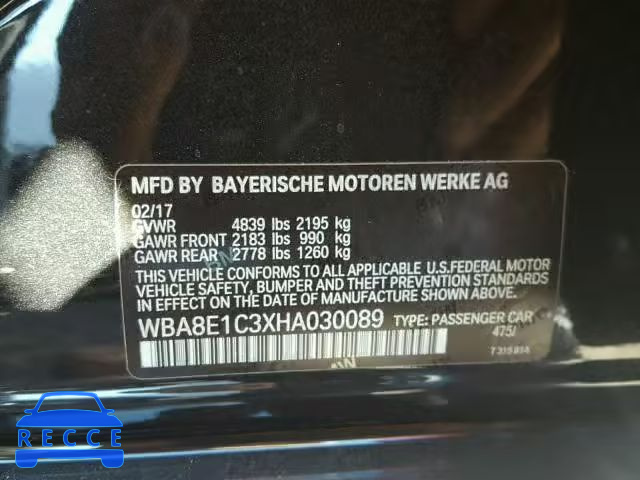 2017 BMW 330E WBA8E1C3XHA030089 Bild 9