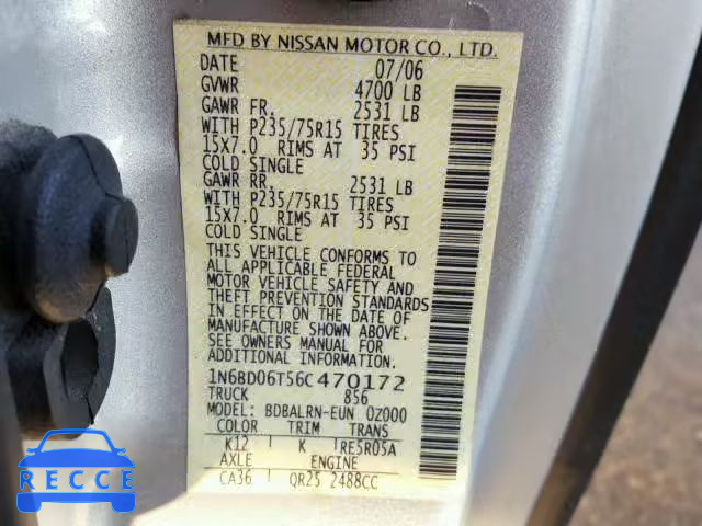 2006 NISSAN FRONTIER K 1N6BD06T56C470172 image 9
