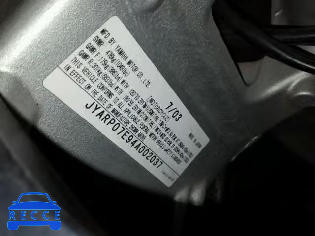 2004 YAMAHA FJR1300 JYARP07E94A002037 image 9