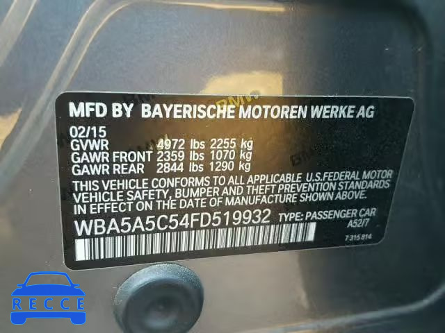 2015 BMW 528 I WBA5A5C54FD519932 image 9
