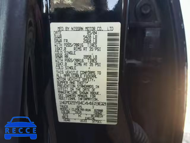 2004 NISSAN FRONTIER C 1N6MD29Y84C446960 Bild 9