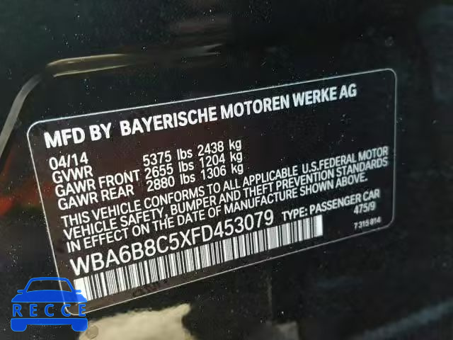 2015 BMW 640 XI WBA6B8C5XFD453079 image 9