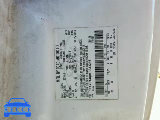 2006 FORD RANGER SUP 1FTYR14U06PA53244 image 9