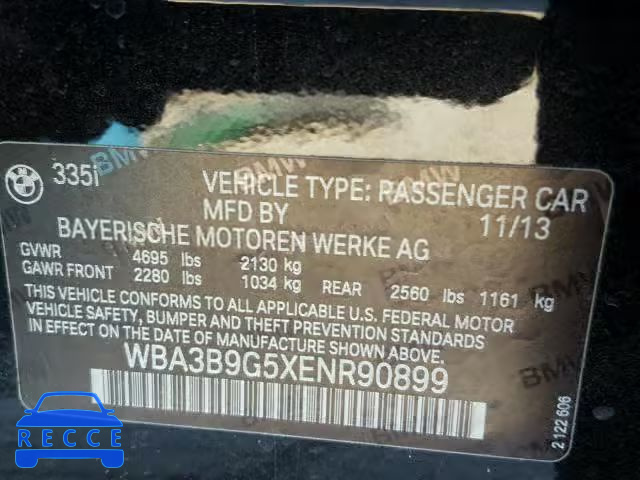 2014 BMW 335 XI WBA3B9G5XENR90899 image 9