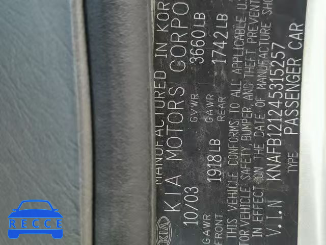 2004 KIA SPECTRA BA KNAFB121245315257 image 9