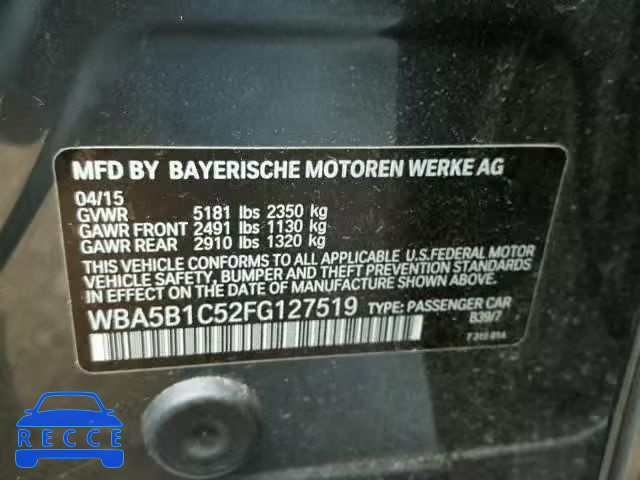 2015 BMW 535 I WBA5B1C52FG127519 зображення 9