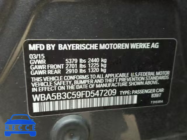 2015 BMW 535 XI WBA5B3C59FD547209 image 9