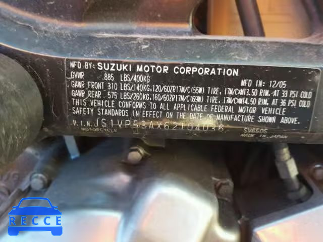 2006 SUZUKI SV650 JS1VP53AX62104036 image 9