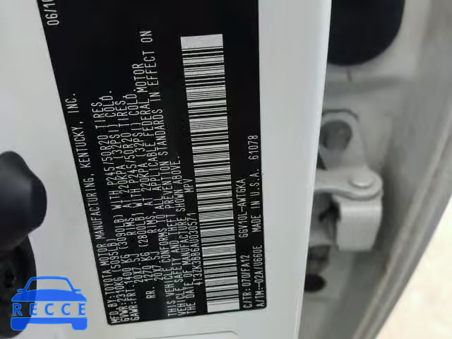 2010 TOYOTA VENZA BASE 4T3ZK3BB6AU030571 image 9