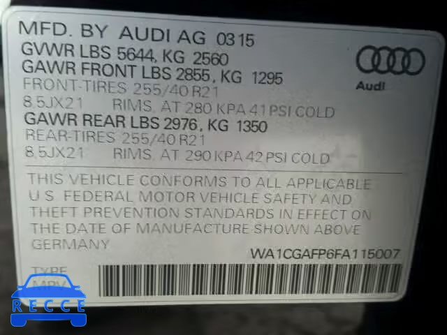 2015 AUDI SQ5 PREMIU WA1CGAFP6FA115007 image 9