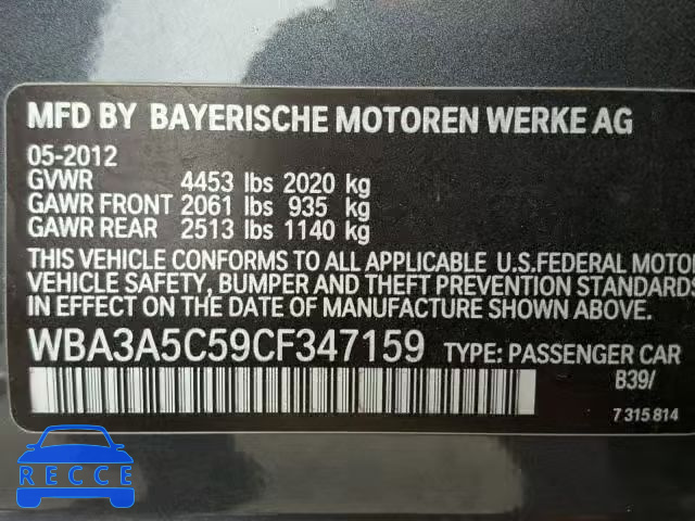 2012 BMW 328 I WBA3A5C59CF347159 image 9