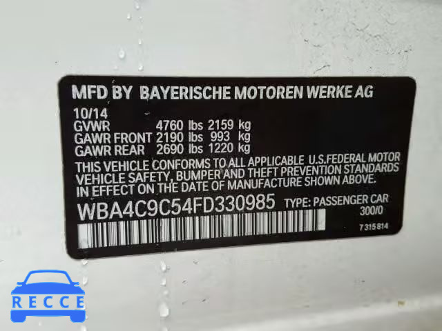 2015 BMW 428 XI WBA4C9C54FD330985 зображення 9
