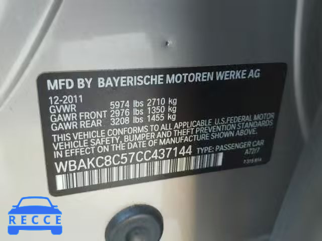 2012 BMW 750I WBAKC8C57CC437144 зображення 9