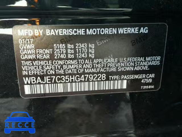 2017 BMW 540 XI WBAJE7C35HG479228 зображення 9