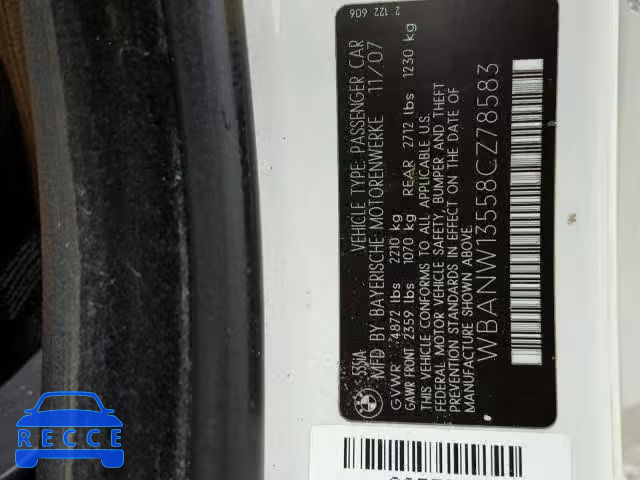 2008 BMW 535 I WBANW13558CZ78583 image 9