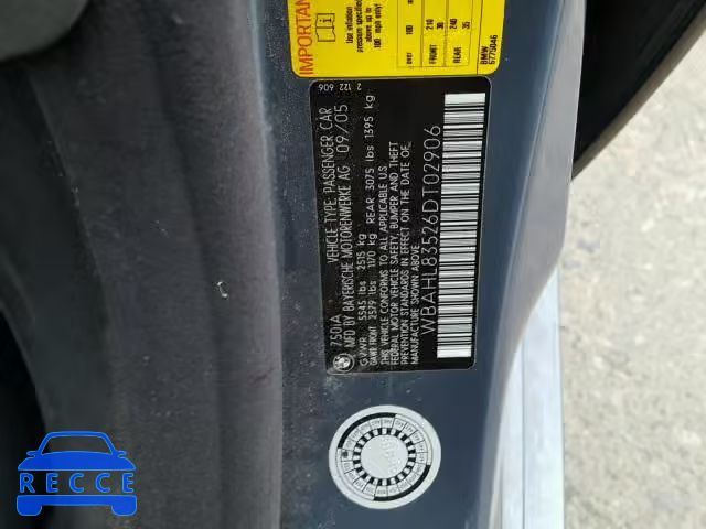 2006 BMW 750 I WBAHL83526DT02906 image 9