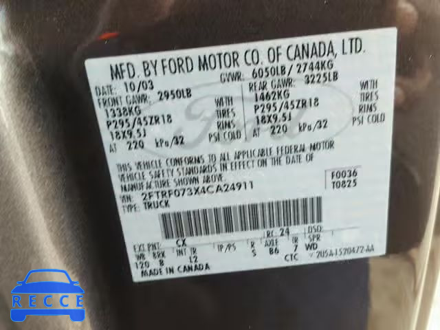 2004 FORD F150 SVT L 2FTRF073X4CA24911 image 9