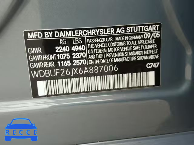 2006 MERCEDES-BENZ E 320 CDI WDBUF26JX6A887006 зображення 9