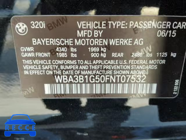 2015 BMW 320 I WBA3B1G50FNT07532 зображення 9