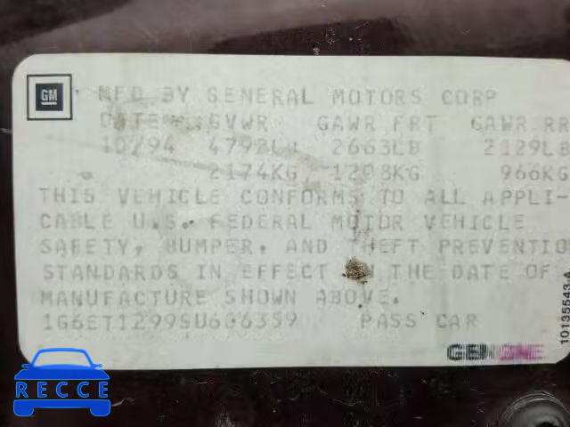 1995 CADILLAC ELDORADO T 1G6ET1299SU606359 image 9