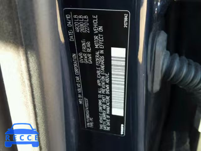 2010 VOLVO S80 3.2 YV1982AS7A1132237 image 9
