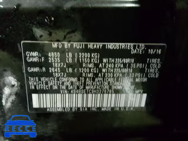 2017 SUBARU OUTBACK TO 4S4BSETC9H3276785 image 9