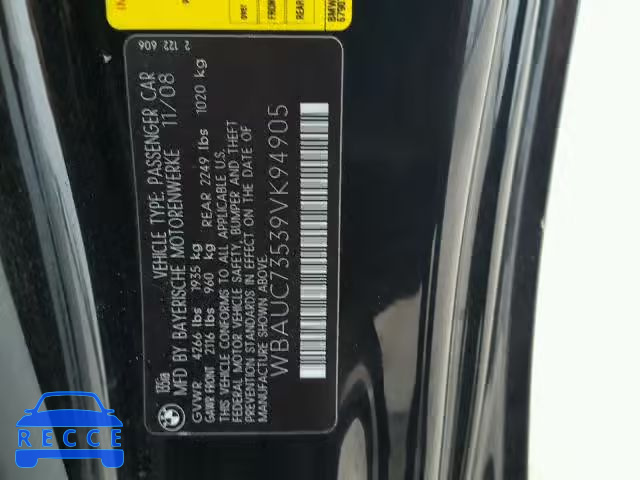 2009 BMW 135 I WBAUC73539VK94905 image 9