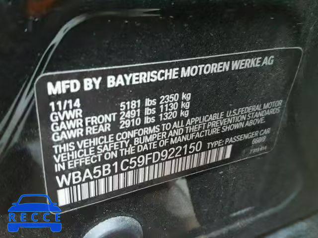 2015 BMW 535 I WBA5B1C59FD922150 image 9